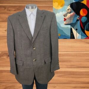 Nautica Lambswool Houndstooth Sport Coat Mens 41R ‎ Blazer Jacket